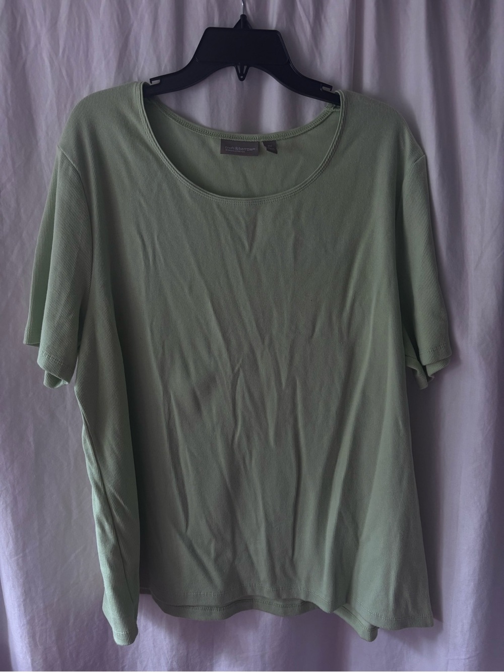 croft & barrow Light Sage Scoop Neck Short Sleeve Top